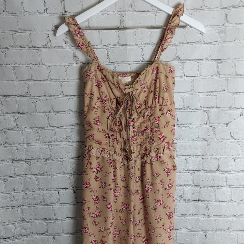 Liz Lisa Floral Rose Ruffle Cropped Jumpsuit XS S